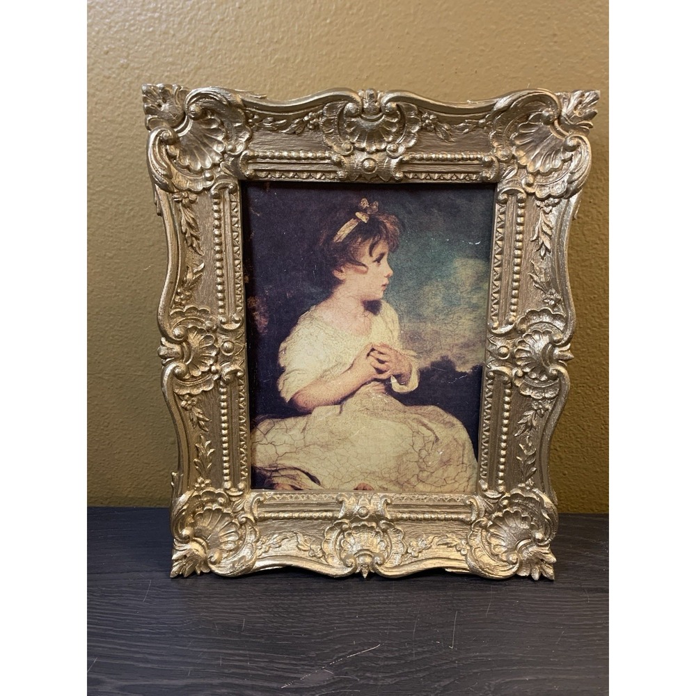 Vintage Burwood Ornate Gold Frame With Age of Innocence Print Reynolds 9" X 8"